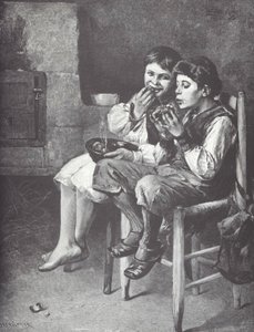 Szegény fiúk esznek, 19. század vége (fametszet) alkotó: Unknown artist