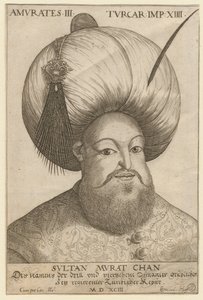 Mourad III portré (1546-1595), oszmán szultán - III. Murád (1546-1595), az Oszmán Birodalom szultánja - Névtelen - 1593 - Rézkarc - 18,5x12,3 - Magángyűjtemény alkotó: Unknown artist