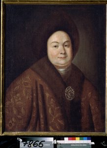 Eudoxia Fedorovna Lopukhina cárnő (1669-1731), I. Péter orosz feleségének portréja (Evdokija Fedorovna Lopukhina cárnő, I. Péter orosz cár feleségének portréja). Névtelen festmény. Olaj, vászon, 80 x 63 cm, 18. század eleje. utca alkotó: Unknown artist