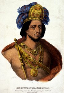 Portré Moctezuma (vagy Montezuma), Mexikó utolsó császárának mellszobrán - ill. 19. századi dok. 16. század. alkotó: Unknown artist