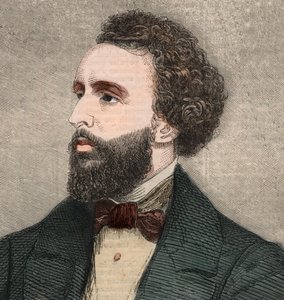 Bayard Taylor (1825-1878) amerikai költő portréja. Metszet az 1858. január 23-i „” The illustrated London News”-ba. alkotó: Unknown artist