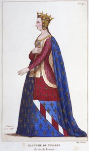 Navarrai Blanche (1224-1283) francia királynő portréja I. Roux János menyasszonya 1236-ban. 1830-as metszet alkotó: Unknown artist