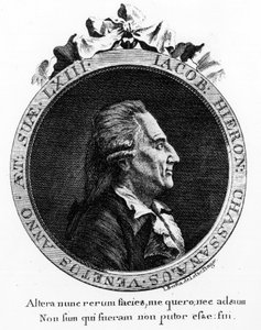 Casanova portréja (1725 - 1798) - portré az előlapon, a „Velencei Köztársaság börtöneiből való szökésem története” című kötetben, amelyet Duxnak írtam Csehországba alkotó: Unknown artist