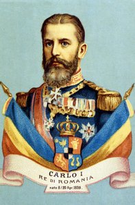 I. Károly (I. Károly) (1839-1914), román király arcképe. 19. századi kromolitográfia alkotó: Unknown artist