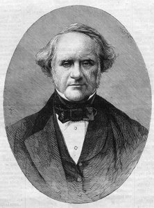 George Peabody (1795-1869) vállalkozó és filantróp portréja, a Johns Hopkins Egyetem Peabody Institute Konzervatóriumának alapítója, Maryland, Egyesült Államok. Metszet a "" The Illustrious Universe" -ba alkotó: Unknown artist
