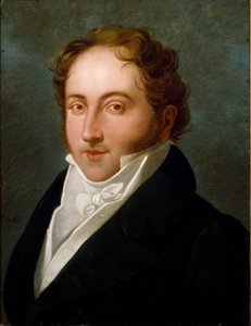 Gioachino (Gioacchino) Rossini (1792-1868), olasz zeneszerző Anonymous festmény portréja. 1818 Bologna, Polgári Zenei Bibliográfiai Múzeum - Gioacchino Rossini (1792-1868) olasz zeneszerző portréja. Névtelen festmény 1818. Civico Museo Bibliografi alkotó: Unknown artist