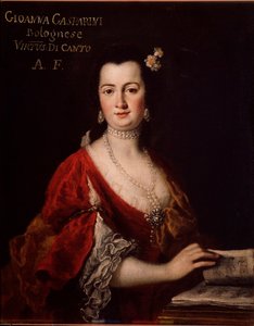 Giovanna Gasparini (1717-?) olasz énekesnő portréja Anonymous festmény. 18. század. Bologna, polgári zenei bibliográfiai múzeum. alkotó: Unknown artist
