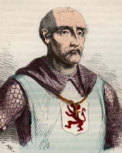 Gui vagy Guy de Dampierre (1226-1305) Flandria grófja és Namur grófjának portréja – Theodore Juste (1818-1888) „Belgium története a kezdetleges időktől I. Lipót uralkodásának végéig” című metszet 1868-ból ). Magángyűjtemény. alkotó: Unknown artist