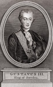 III. Gustave (1746-1792), svéd király 1771-től 1792-ig portréja, 1787-es metszet "" Gyűjtemény a múlt katonáihoz"" alkotó: Unknown artist