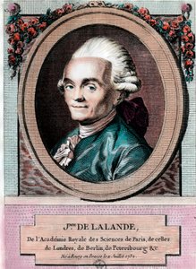 Jean Jerome Lefrancois de Lallande (1732-1807) francia csillagász portréja. 18. századi metszet. Magángyűjtemény. alkotó: Unknown artist