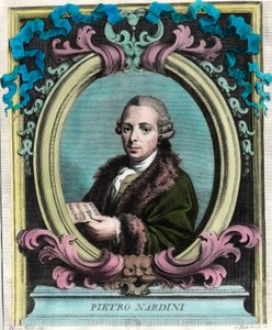 Pietro Nardini (1722-1793) olasz hegedűművész és zeneszerző portréja. 18. századi metszet. Magángyűjtemény. alkotó: Unknown artist