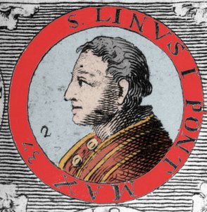 Lin pápa (Linus, San Lino) portréja Rómáról és Péter utódjáról. 1. század. 19. századi metszet. alkotó: Unknown artist