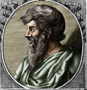 Pythagoras (kb. 570 - ie 480 körül), görög matematikus és filozófus portréja. 18. századi metszet alkotó: Unknown artist