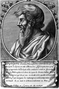 Pythagoras (kb. 570 - ie 480 körül), görög matematikus és filozófus portréja. 18. századi metszet alkotó: Unknown artist