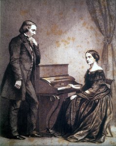 Robert Schumann (1810-1856) német zeneszerző és Clara Schumann (1819-1896) német zongoraművész portréja. alkotó: Unknown artist