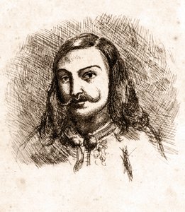 Théophile Gautier portréja. Rajz. 19. század. alkotó: Unknown artist