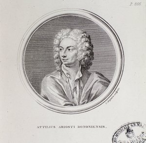Attilius Ariosto olasz zeneszerző portréja (metszet alkotó: Unknown artist