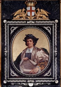 Kolumbusz Kristóf olasz navigátor portréja (Kolumbusz Kristóf, Cristoforo Colombo, Cristobal Colon) (1451-1506) Mozaik alkotó: Unknown artist