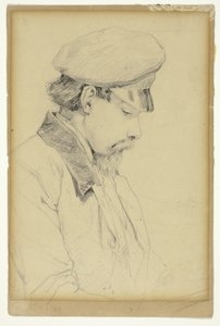 Profil portré egy sapkás férfi portréja alkotó: Unknown artist