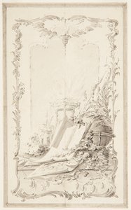 Projekt könyvillusztrációhoz; Panel a tudományok és egy hős tulajdonságaival alkotó: Unknown artist