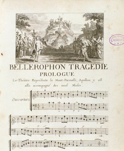 A „” Bellerophon „” Lyrique tragédia prológusa öt felvonásban Jean Baptiste Lully (Giovanni Battista Lulli) (Jean-Baptiste) (1632-1687) prológusával. 1714. alkotó: Unknown artist