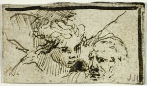 Rembrandt: Izsák feláldozása - Ábrahám és az angyal feje alkotó: Unknown artist