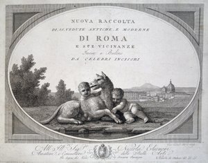 Remus és Romulus (romolo remo lupa) és a farkas – a „Róma nézeteinek gyűjteményében” alkotó: Unknown artist