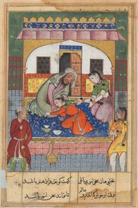 Megbánva viselkedését „Ubaid szülei lába elé borul egy Tuti-namából (Papagáj meséi): Negyvenkettedik éjszaka alkotó: Unknown artist