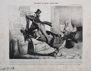 A Jockey Club de Paris szabályzata: A Jockey Club minden tagjának rendelkeznie kell Jockey-val és egy lóval... alkotó: Unknown artist