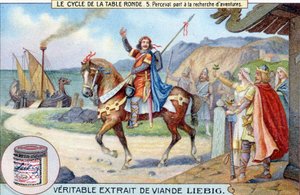 Kerekasztal ciklus (5): Perceval kalandokat keres, Liebig Chromolithography, sd. 19. század alkotó: Unknown artist