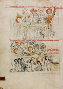 Szent Hedvig a betegágyán, szentekkel körülvéve; Szent Hedvig halála és a Paradicsomba jutott lelke alkotó: Unknown artist