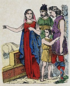 Sainte Genevieve (422-502), Párizs védőszentje lebeszélte a párizsiakat városuk elhagyásáról, amelyet 451-ben Attila, a hunok királya fenyegetett. alkotó: Unknown artist
