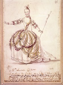 Szcenográfia: jelmezrajz Jean Philippe (Jean-Philippe) Rameau (1683-1764) pásztori „Zais” című művéhez 1761. Akvarell. alkotó: Unknown artist