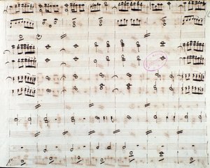 Kottalap az első hegedűre a Mithridate, a Pont királya, Mozart opera (1770) megnyitójában alkotó: Unknown artist