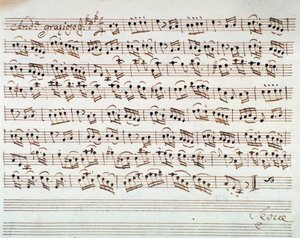 Kottalap az első hegedűre a Mithridate, a Pont királya, Mozart opera (1770) megnyitójában alkotó: Unknown artist