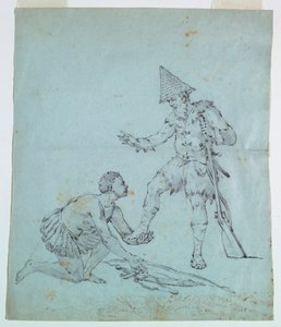 Vázlat pamutnyomtatáshoz: Robinson Crusoe alkotó: Unknown artist