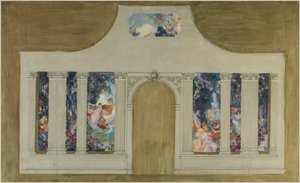 Vázlat egy sorozathoz: Farandole fiatal nőkkel és virágokkal alkotó: Unknown artist