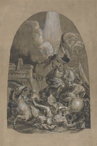 Vázlat a "Szent Pál megtérése" című olajfestményhez alkotó: Unknown artist
