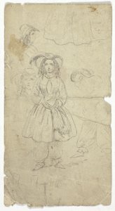 Fiatal lány vázlatai (recto); Banjo játékos vázlatai (verso) alkotó: Unknown artist