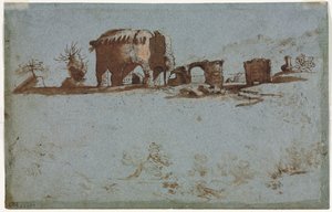 Római romok kis csoportja (verso) alkotó: Unknown artist