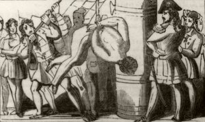 „Spriggs felemeli egy bostoni szkúner legénységét az előtetőre, majd hagyja, hogy a fedélzetre zuhanjanak” (1836 körül) alkotó: Unknown artist