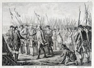 Lord Cornwallis brit hadseregének (1738-1805) feladása Amerikának 1781. október 19-én. alkotó: Unknown artist