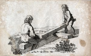 Swing: két gyerek csikkszalagon (csikkszalag) Metszet 18. század vége. Magángyűjtemény. alkotó: Unknown artist