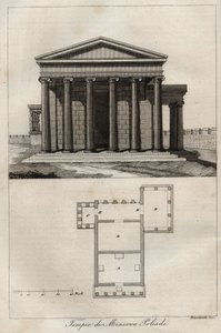Athéné Polias temploma - Athéni Akropolisz - (Athéné ősi temploma) - metszet az Univerzum összes népének szokásai és hagyományaiból. Ez a kormányzás, a törvények, a milícia és minden nemzet vallásának története a legtávolabbi időktől fogva. alkotó: Unknown artist