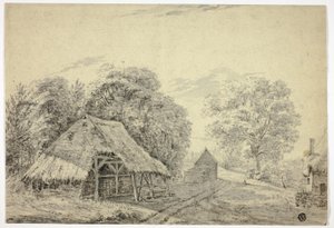 Nádfedeles fészer a farmon alkotó: Unknown artist