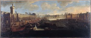 A Louvre Grande Galerie-ja a Porte Neuve-vel, a Pont-Neuf, a Cité, az épülő Collège des Quatres-Nations és a Quai Malaquais, 1665 körül, a Szajnán a királyi gálya, a mai 1. és 6. kerület, 1660 és 1660 között. alkotó: Unknown artist