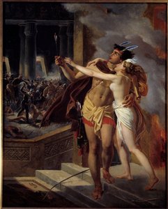 Az inkák vagy a Perou Inka Birodalom pusztulása, amelyet a 16. században a spanyol hódítók romboltak le. Illusztráció Jean Francois Marmontel filozófus „Az inkák” című regénye nyomán. A névtelen iskola festménye. 18. század. La Rochel alkotó: Unknown artist