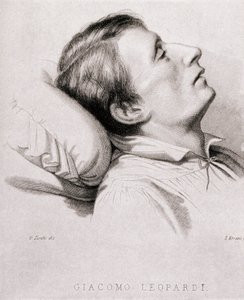 Giacomo Leopardi (1798-1837) olasz költő a halálos ágyán. századi metszet alkotó: Unknown artist