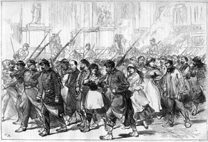 A párizsi kommün 1871-ben. Federes (communárok) konvoja fogságba esett, áthaladva a Place de l