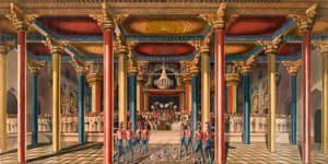 „A Tanjore Durbar, Madras közelében 1840 februárjában” (akvarell) alkotó: Unknown artist